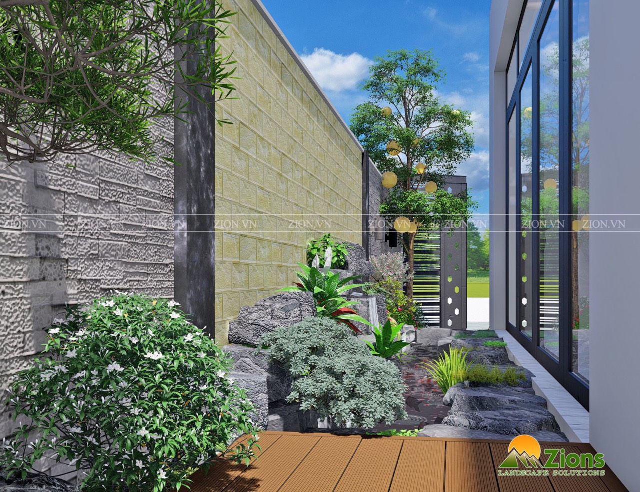 Thiết kế sân vườn hồ koi Nhật Bản tại Vinhomes Riverside - The Harmony